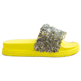 Seastar Mode pantoufles en cristal argent jaune