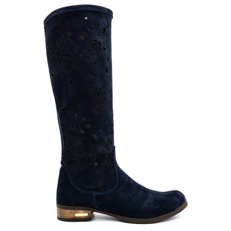 Olivier Bottines ajourées femme Fleurs bleu marine
