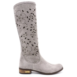 Olivier Boots ajourées femme Fleurs gris clair Olivier Boots ajourées femme Fleurs gris clair