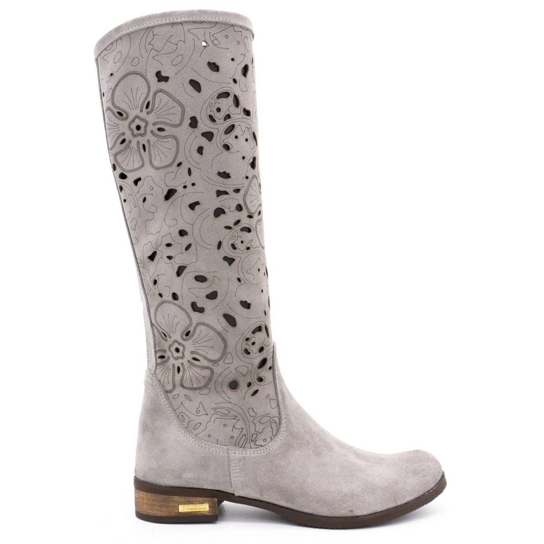 Olivier Boots ajourées femme Fleurs gris clair