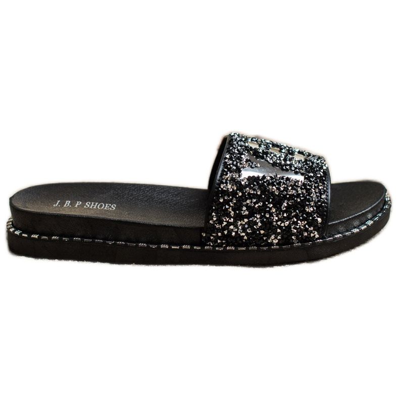 SHELOVET Pantoufles À La Mode Avec Des Cristaux le noir argent