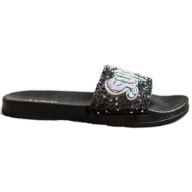 SHELOVET Pantoufles à super paillettes noir