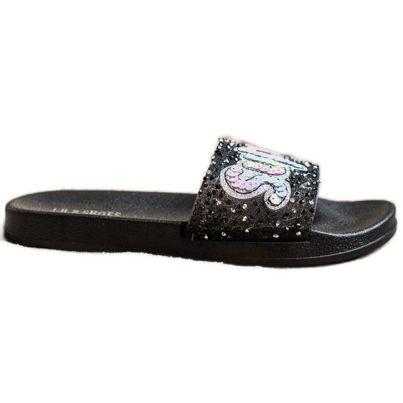 SHELOVET Pantoufles à super paillettes le noir SHELOVET Pantoufles à super paillettes le noir