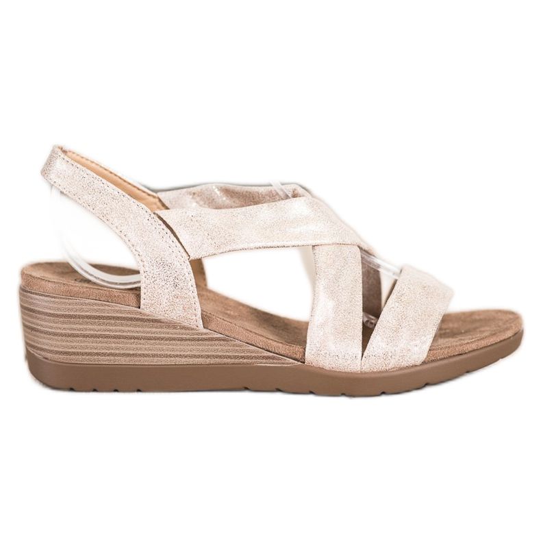 S. BARSKI Sandales compensées S.BARSKI beige d'or