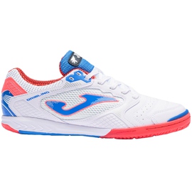 Chaussures de football Joma Dribling 2102 In Sala en blanc, bleu et orange blanche