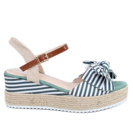 Sandales compensées espadrilles blanches et vertes DZ8009 Vert beige brun
