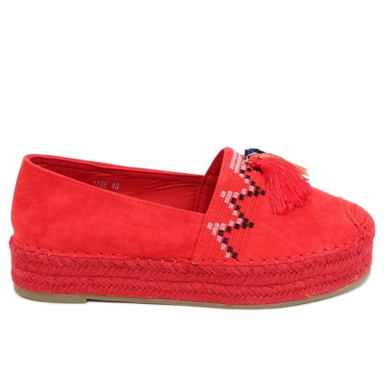 Rouge 1735 Espadrilles rouges à franges