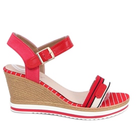 Sandales compensées rouges A89832 Rouge