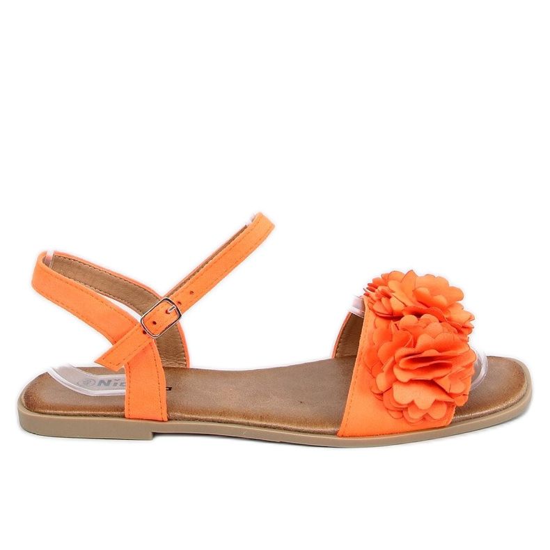 Sandales pour femmes avec fleurs orange PA-370 Orange