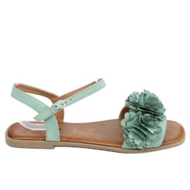 Sandales vertes pour femmes à fleurs PA-370 Vert