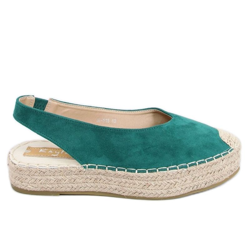 Espadrilles vertes à talons ouverts M-518 Vert