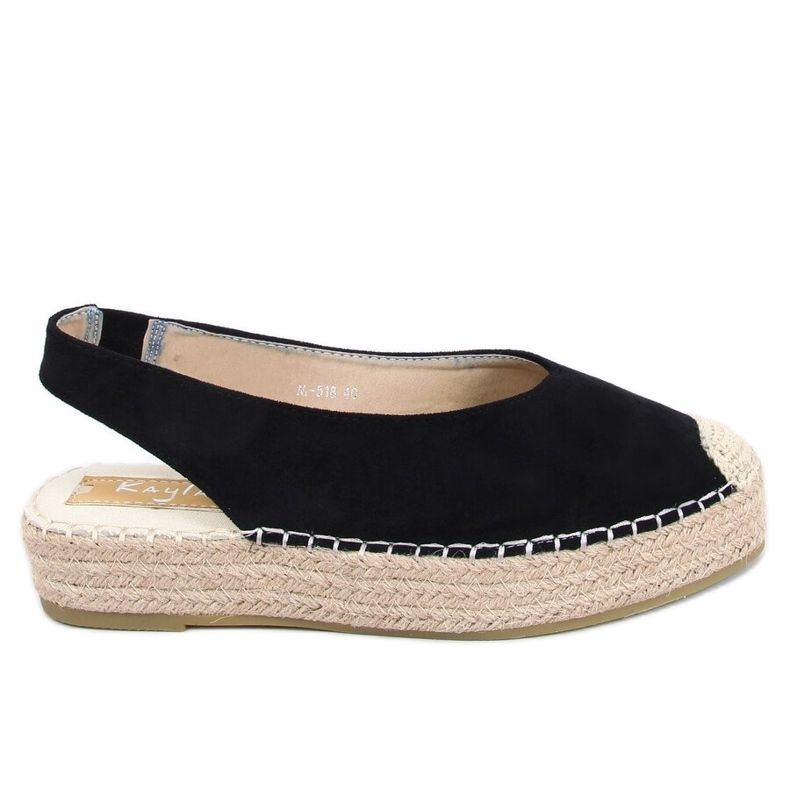 Noir M-518 Espadrilles noires à talons ouverts le noir