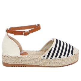 9R108 Espadrilles à rayures noires beige brun le noir
