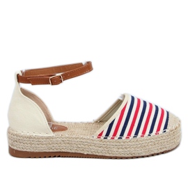 Espadrilles à rayures 9R108 Mix beige brun rouge bleu marine