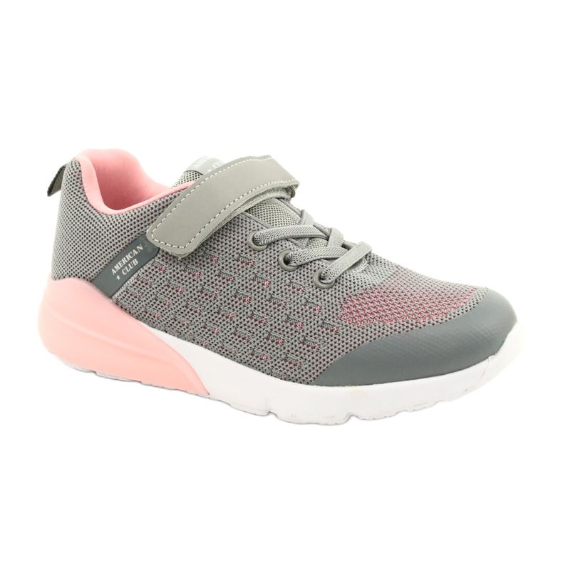 American Club Chaussures de Sport Fille avec Velcro RL11 Gris-Rose