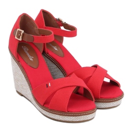Sandales compensées rouges BL-70 Rouge