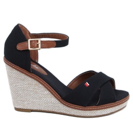 Sandales noires sur compensées BL-70 Noir le noir