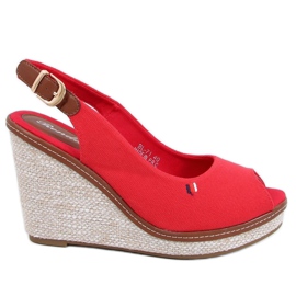 Sandales compensées rouges BL-71 Rouge