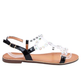 Sandales noires avec un bracelet en silicone 1BP-0050 Noir