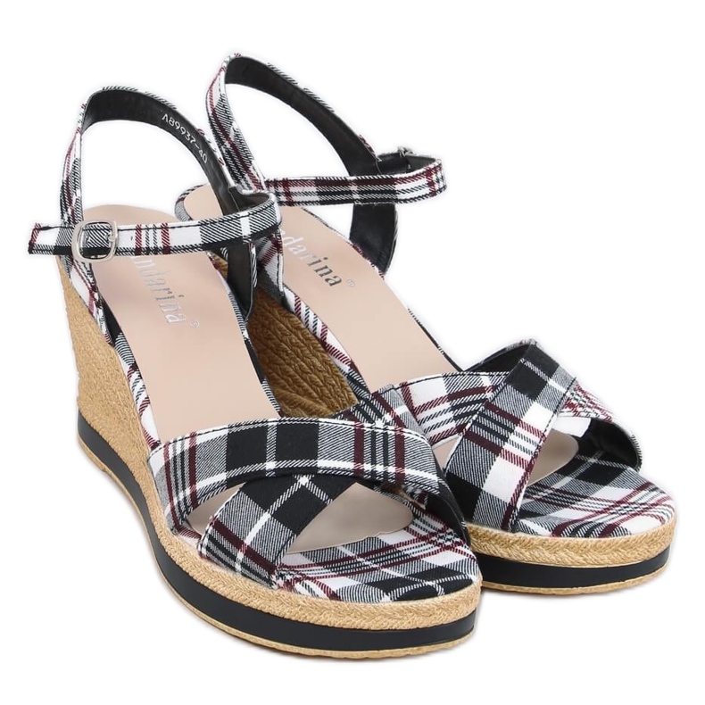 Noir Sandales noires à carreaux A89937 Noir le noir Noir Sandales noires à carreaux A89937 Noir le noir