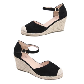 Espadrilles noires sur compensées 77-199 Noir le noir