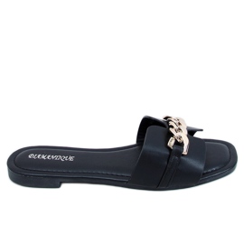 Noir HY23-01 Chaussons noirs avec une chaîne