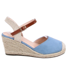 Bleu Espadrilles compensées, bleu 77-206 Bleu beige brun