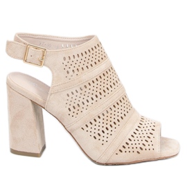 Sandales à talons ajourées beiges YT-99 Beige