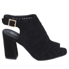 Sandales à talons ajourées noires YT-99 Noir le noir