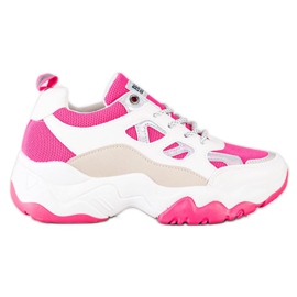 SHELOVET Baskets à lacets à la mode beige blanc rose argent