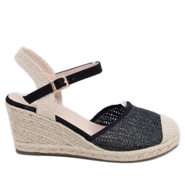 Espadrilles noires sur talon compensé DZ8006 Noir beige
