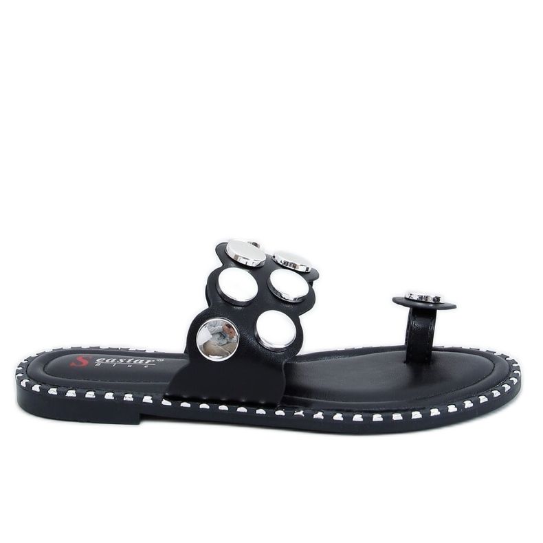 Tongs noires SK78P noires le noir argent