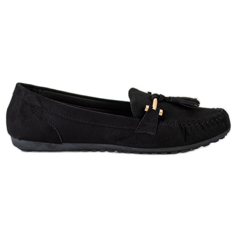 Queentina Mocassins en daim à la mode le noir d'or