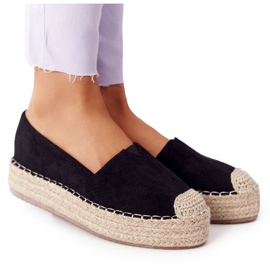 Espadrilles On The Straw Platform Black Highway le noir