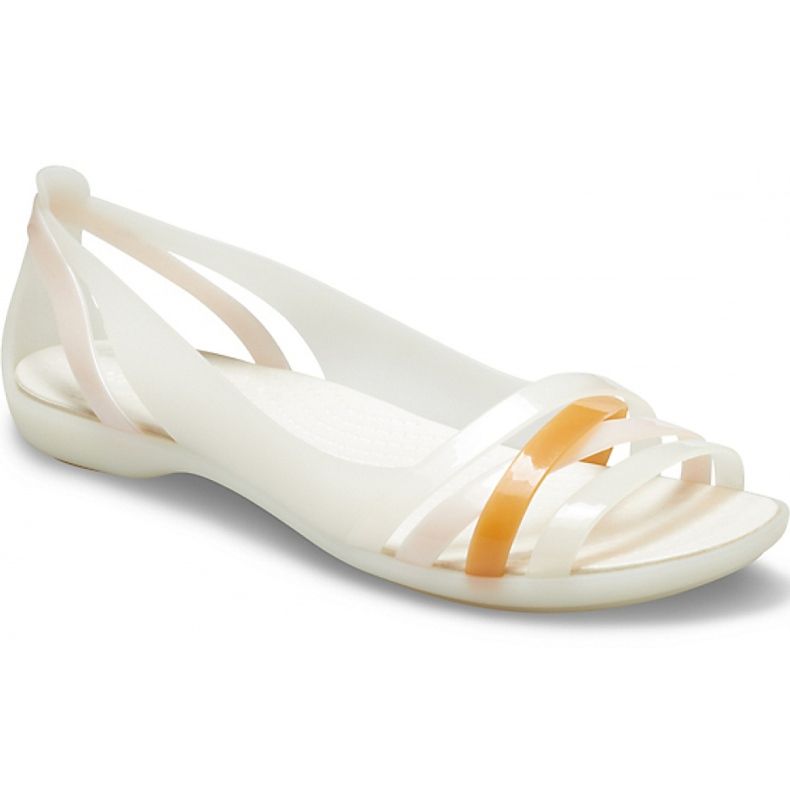 Sandales Crocs Isabella Huarche 2 Flat W blanc 204912 12U blanche Sandales Crocs Isabella Huarche 2 Flat W blanc 204912 12U blanche