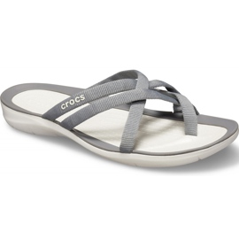 Pantoufles Crocs pour femmes Swiftwater Webbing Flip W Gris clair 205479 Oct.
