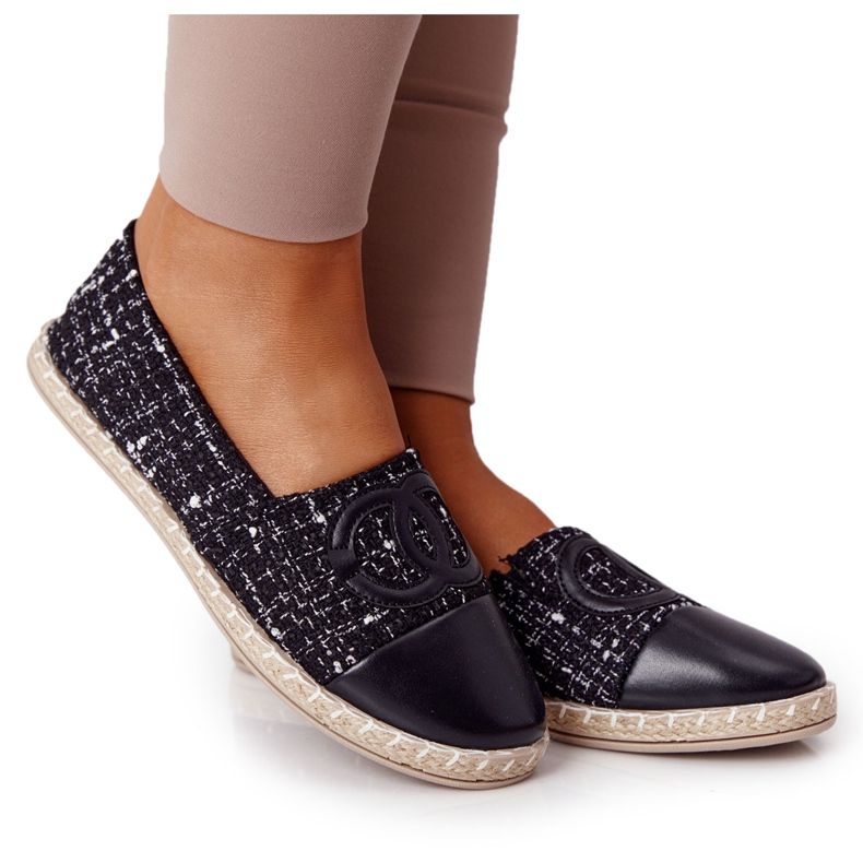 EVE Espadrilles noires élégantes pour femmes Be My Love beige le noir