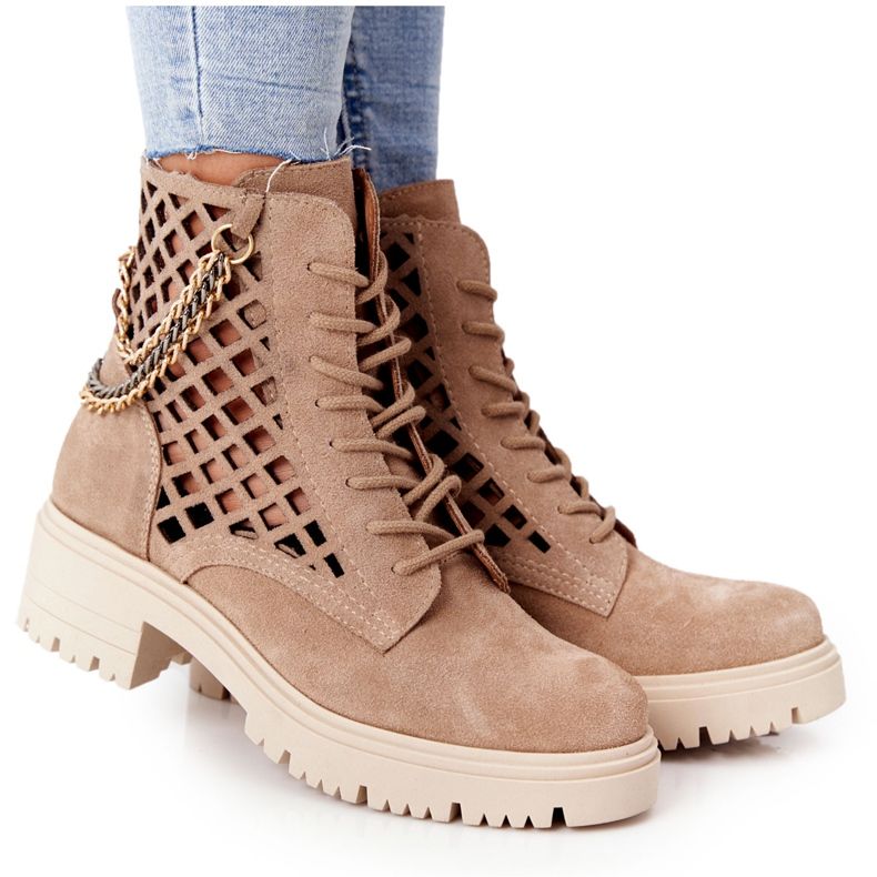 Lewski Shoes Bottes Ajourées Workery Chaussures Lewski 3030-0 Sable brun