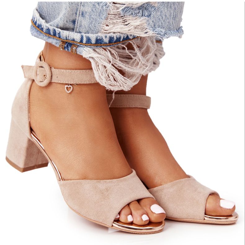 Sandales Talons Hauts Daim Vinceza 21-20100 Beige