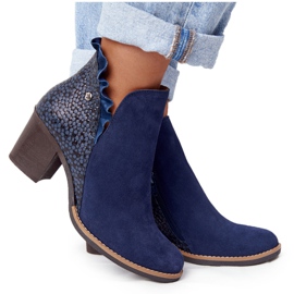 Boots cuir femme à talon haut Maciejka Bleu marine 04833-17