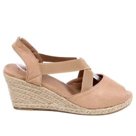 Sandales espadrilles sur compensées beige 9R38 Kaki