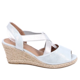 Sandales espadrilles argentées sur semelles compensées argenté 9R38 Argent