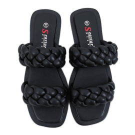 Noir JH200 Chaussons noirs à rayures tressées