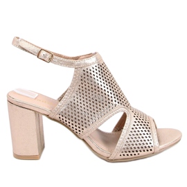 Sandales à talons dorées F1877 Or