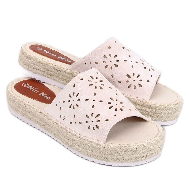 Espadrilles slippers ajourées beiges 99-62A Beige