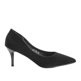 Escarpins noirs sur talon aiguille en éco-daim Anissa