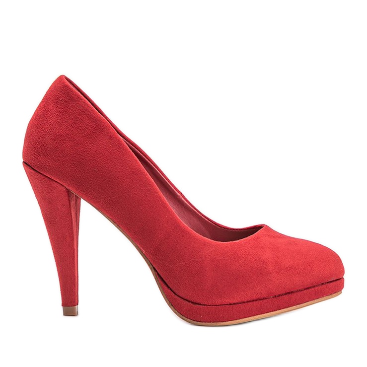 Escarpins rouges en éco-suède sur la plateforme Chana
