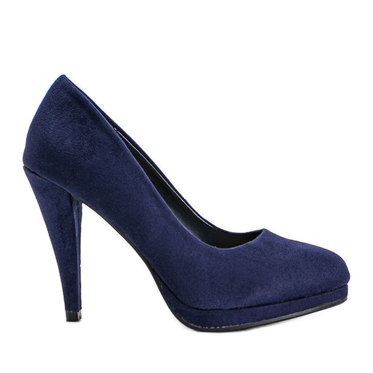 Escarpins en éco-suède bleu marine sur la plateforme Chana