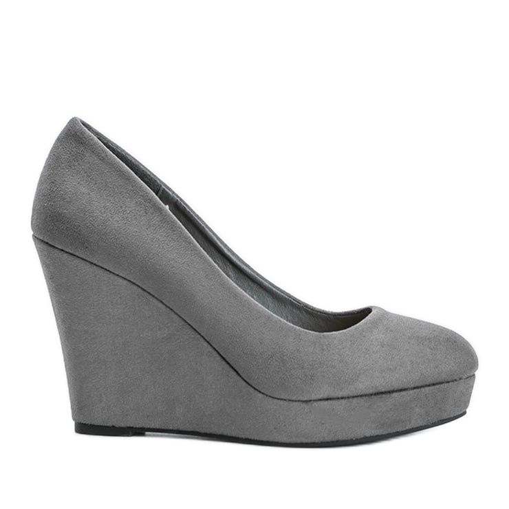 BM Escarpins gris en éco-suédine sur le compensé Karilla