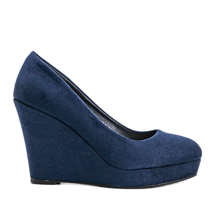 Escarpins en éco-daim bleu marine sur le compensé Karilla